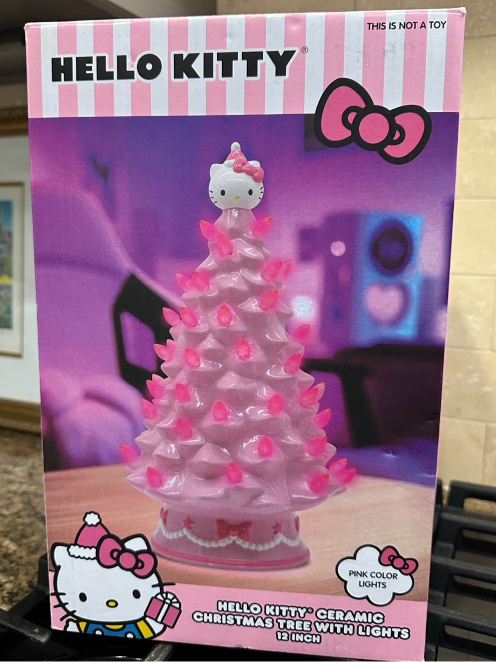 Hello Kitty Pink Ceramic Holiday Tree with Pink Lights